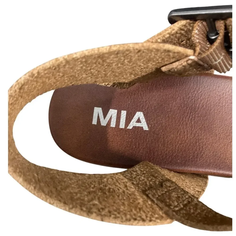 MIA Platform Espadrille Sandals Tan Brown Strappy Wedge Flatform Women’s Size 10 - Picture 6 of 6
